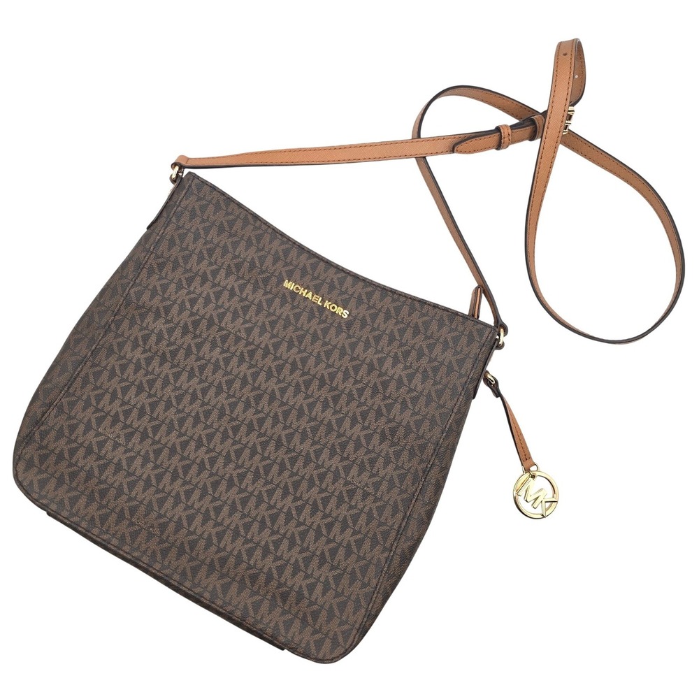 Michael Kors Jet Set Travel Large Logo Messenger Crossbody Bag Brown 35F8GTVM7B